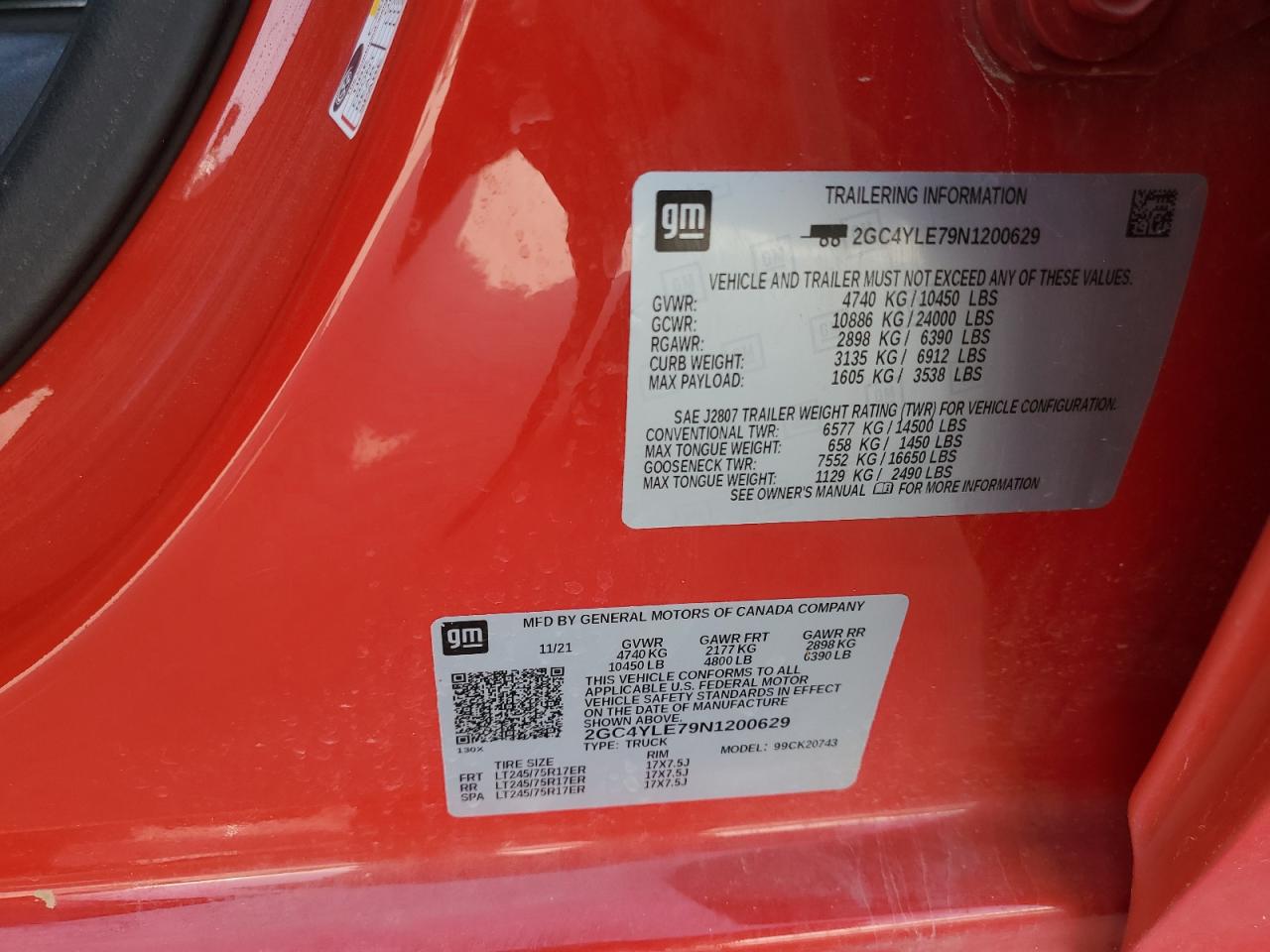 2022 Chevrolet Silverado K2500 Heavy Duty VIN: 2GC4YLE79N1200629 Lot: 65436484