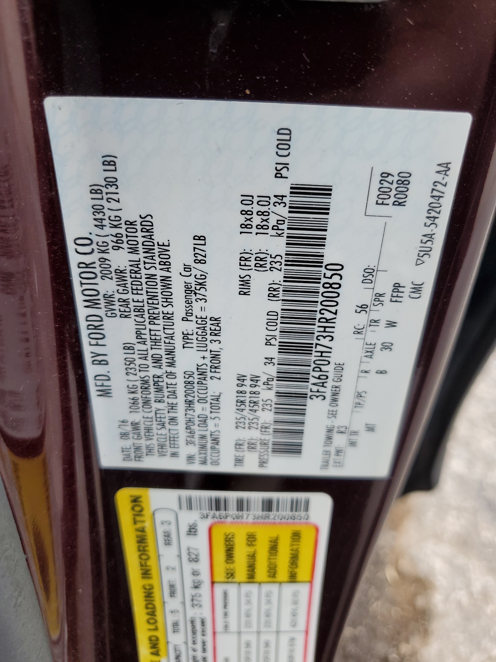 3FA6P0H73HR200850 2017 Ford Fusion Se