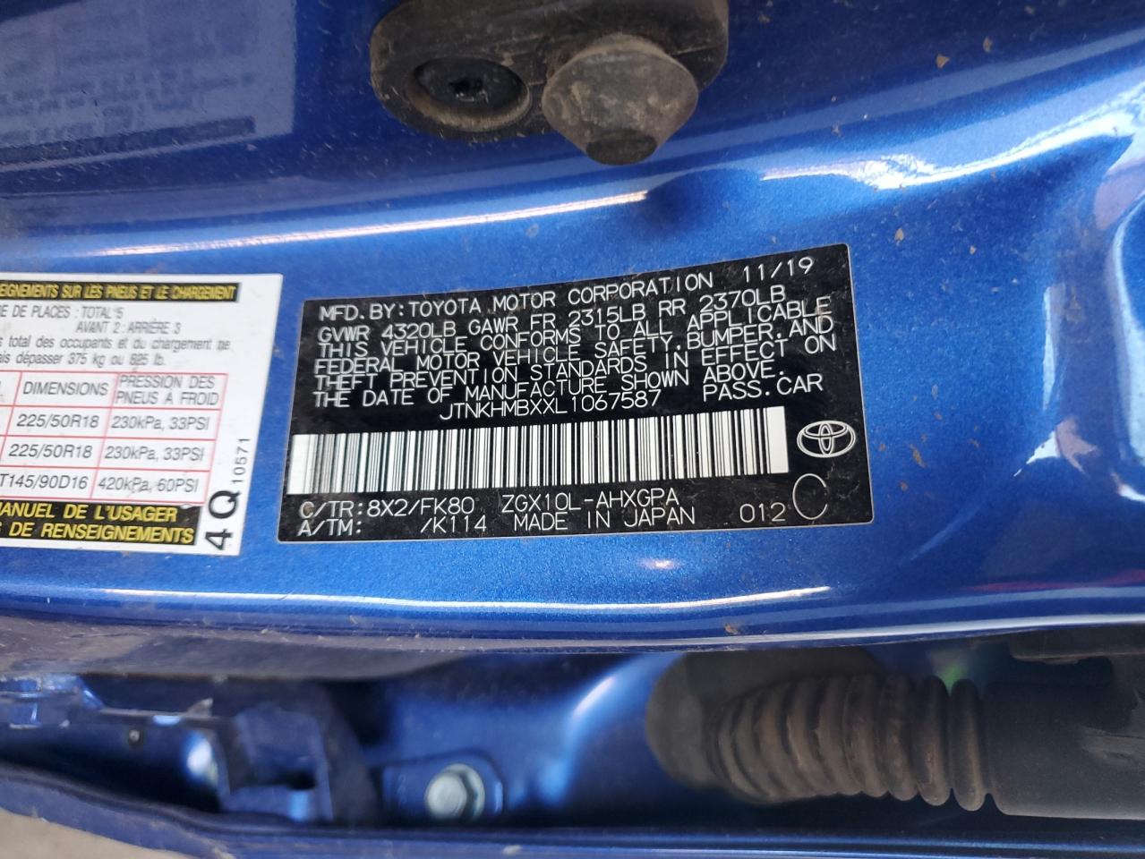 JTNKHMBXXL1067587 2020 Toyota C-Hr Xle