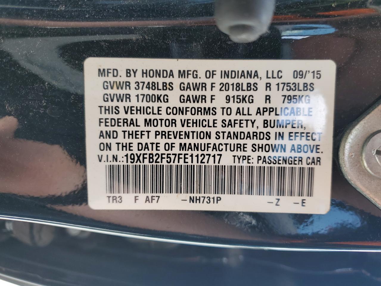 19XFB2F57FE112717 2015 HONDA CIVIC - Image 12