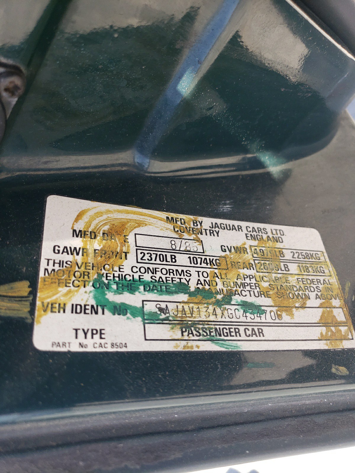 SAJAV134XGC434706 1986 Jaguar Xj6
