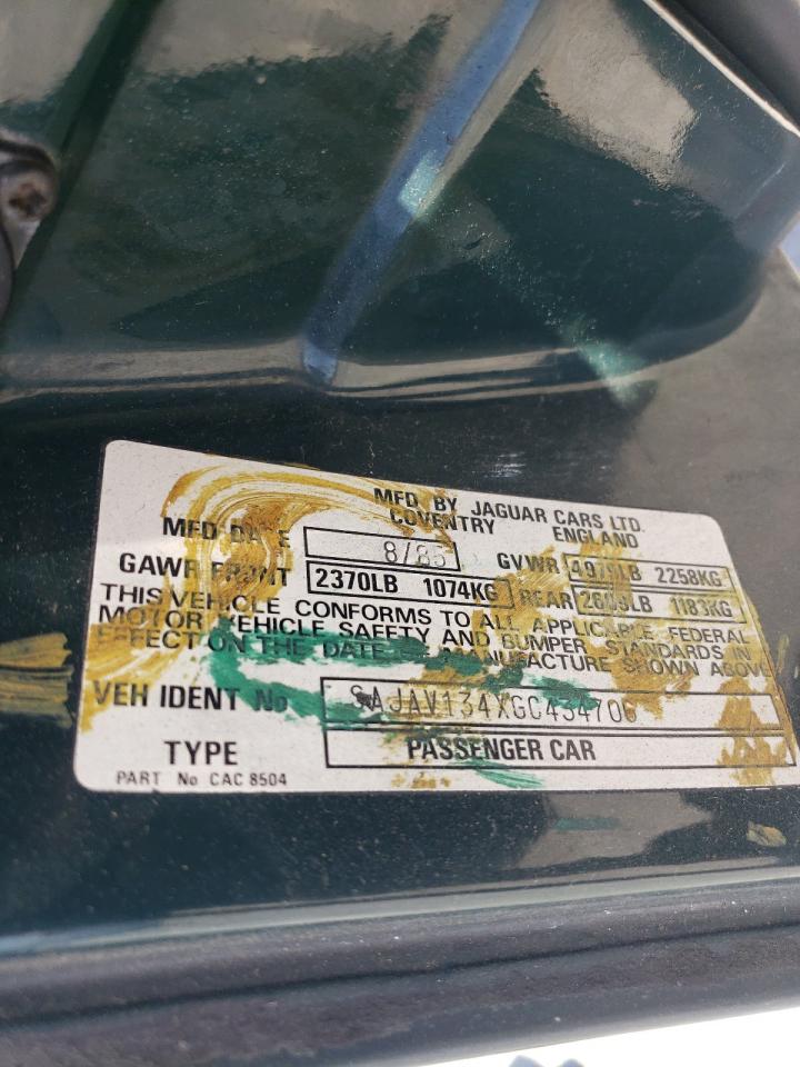 1986 Jaguar Xj6 VIN: SAJAV134XGC434706 Lot: 66397334