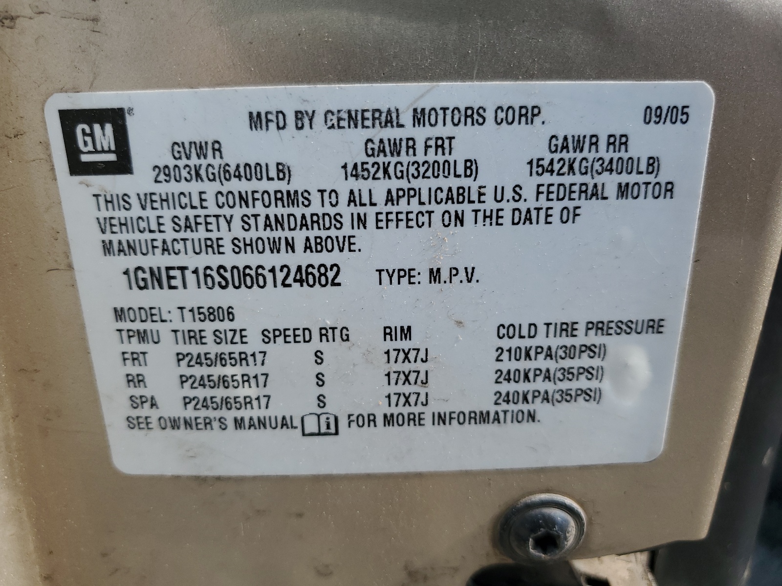 1GNET16S066124682 2006 Chevrolet Trailblazer Ext Ls