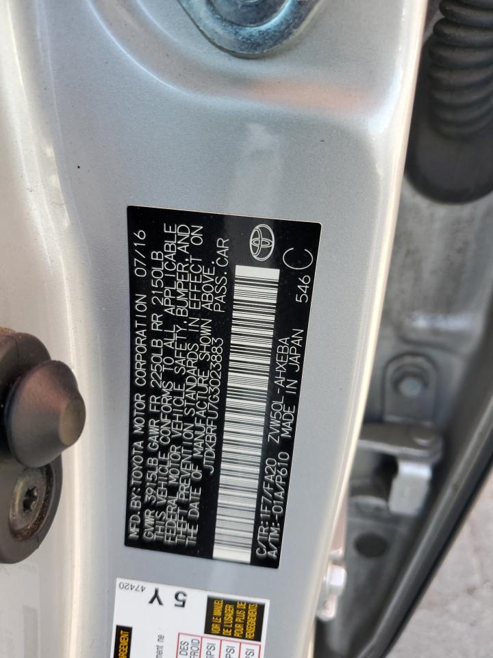 JTDKBRFU7G3023883 2016 Toyota Prius