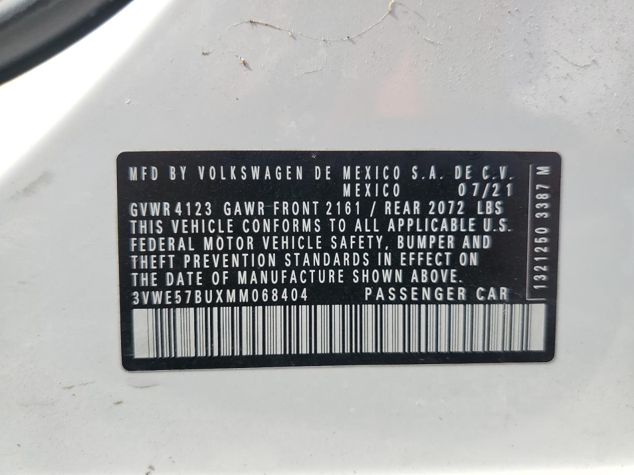 2021 Volkswagen Jetta Sel VIN: 3VWE57BUXMM068404 Lot: 65847984