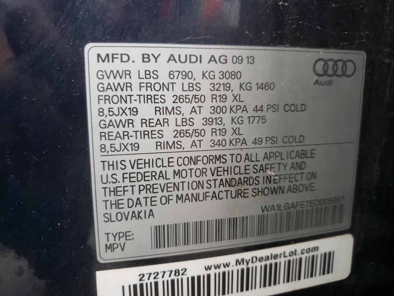 WA1LGAFE7ED005997 2014 Audi Q7 Premium Plus