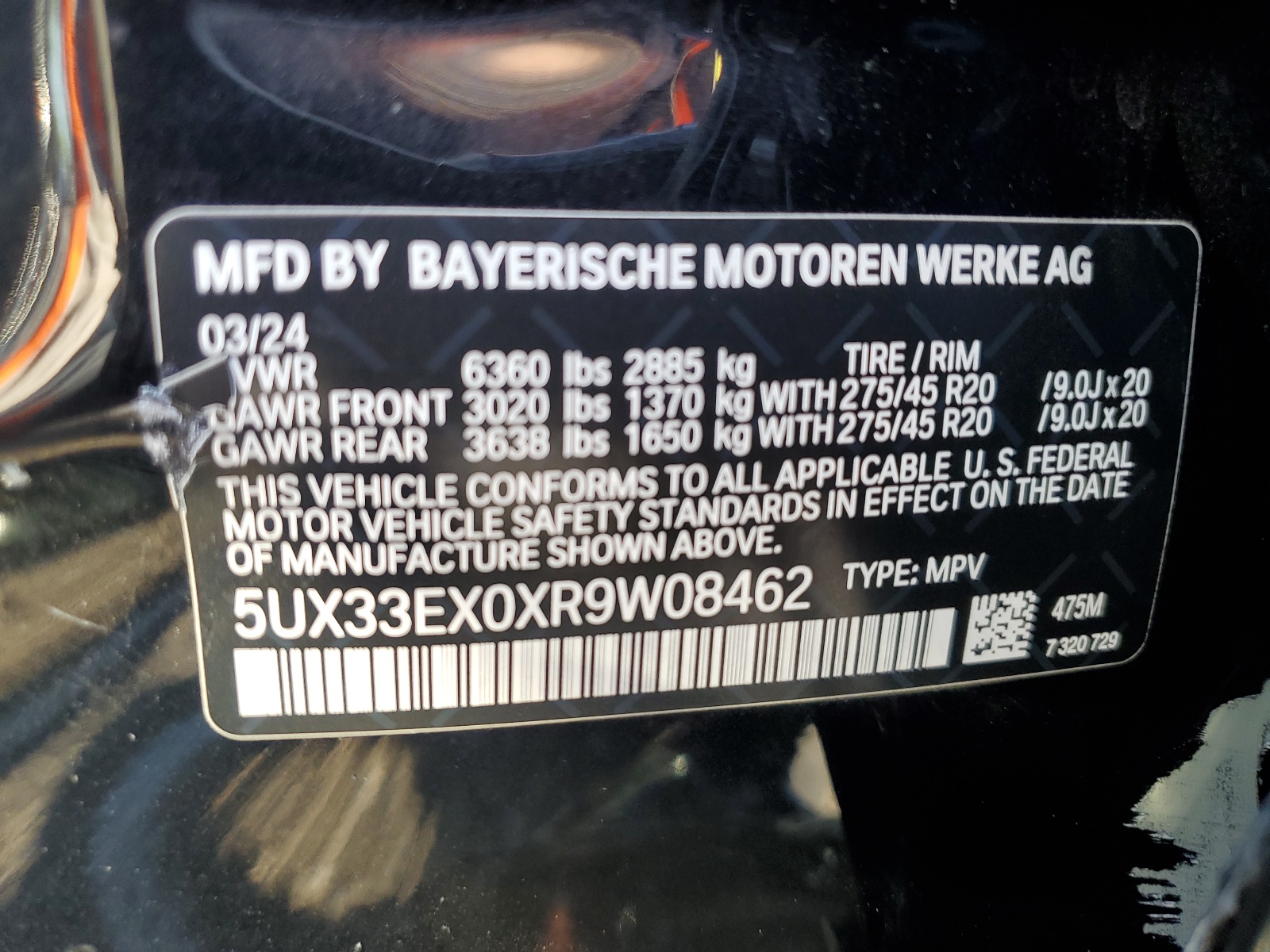 5UX33EX0XR9W08462 2024 BMW X6 xDrive40I