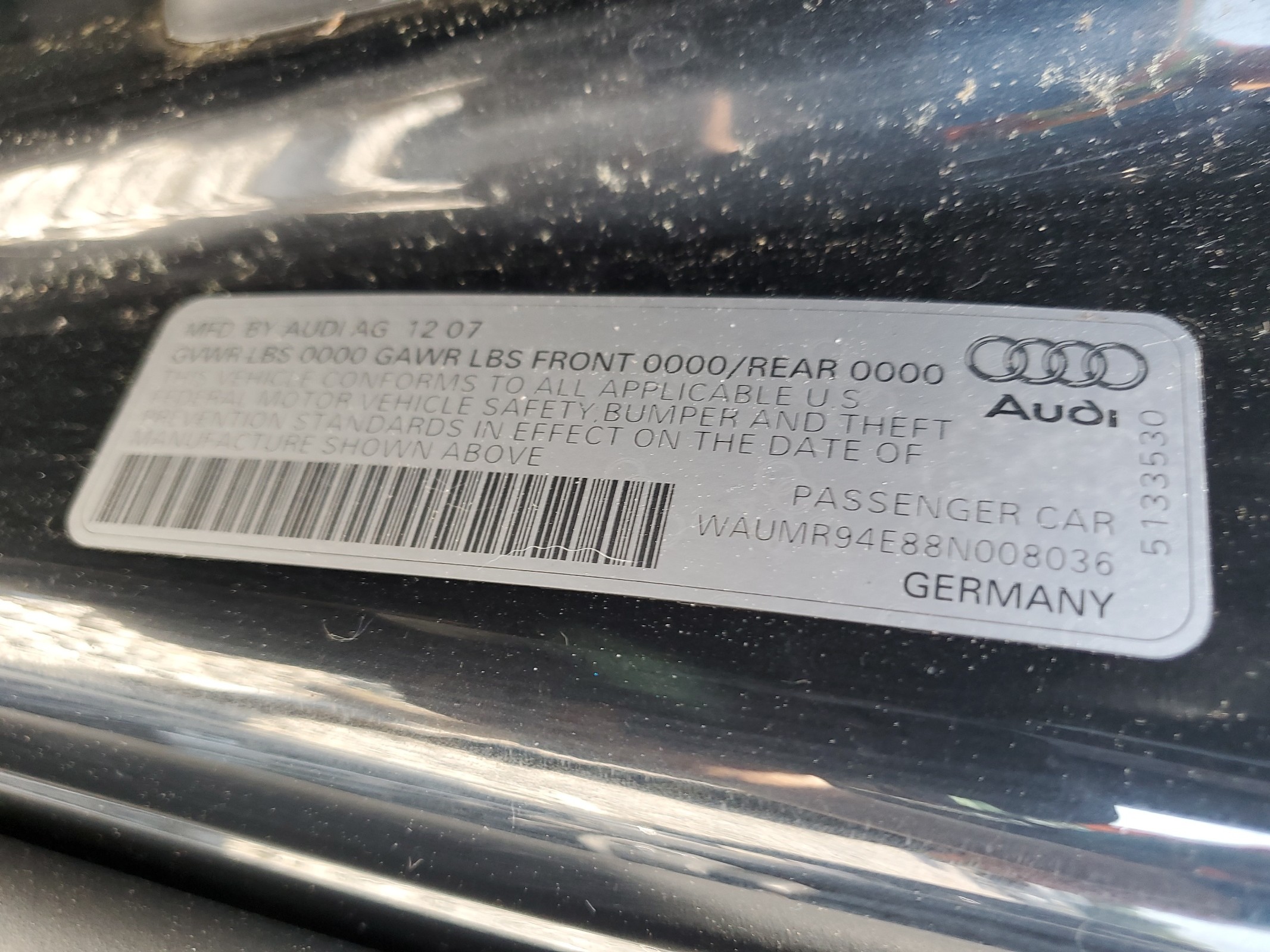 WAUMR94E88N008036 2008 Audi A8 L W12 Quattro