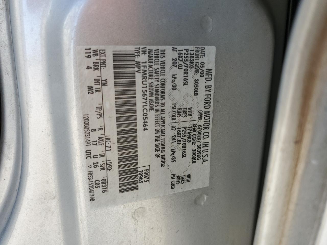 1FMRU1567YLC05464 2000 Ford Expedition Xlt