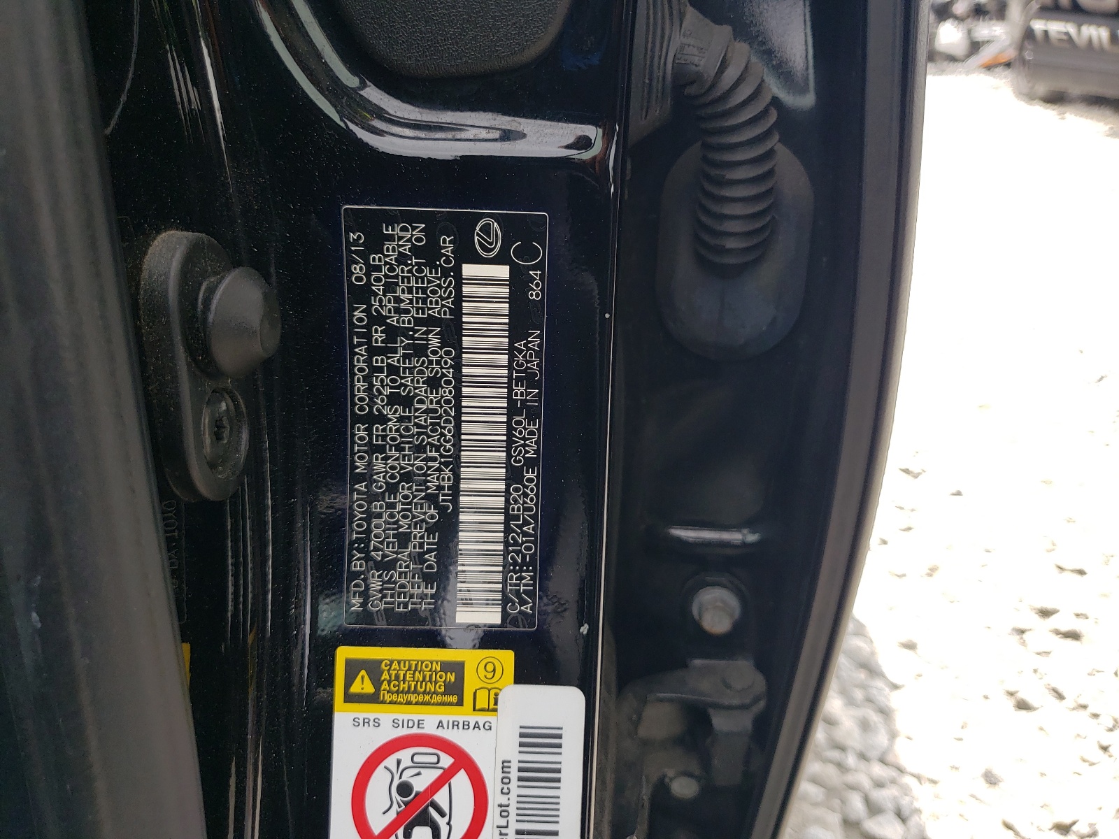 JTHBK1GG6D2080490 2013 Lexus Es 350