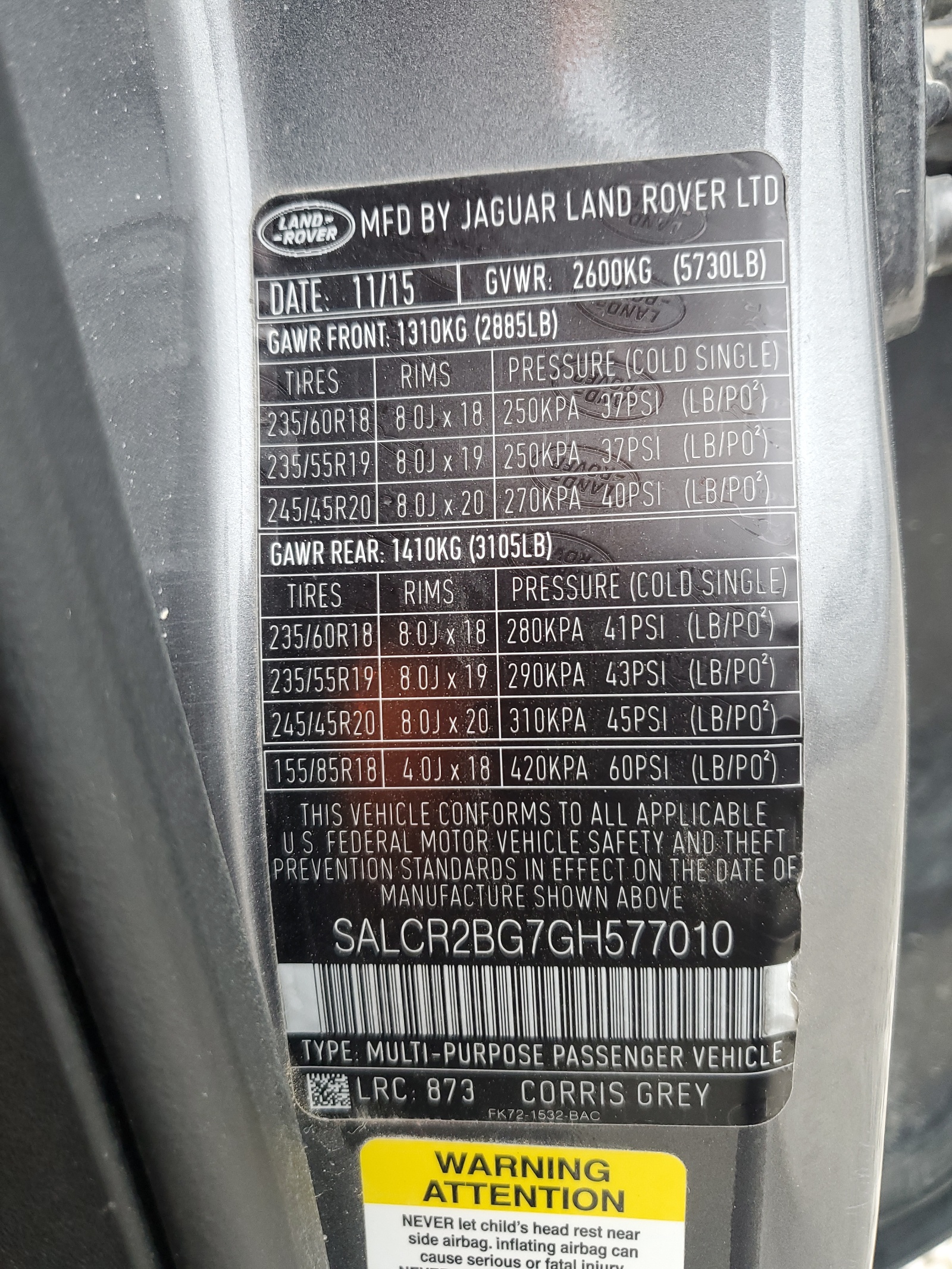 SALCR2BG7GH577010 2016 Land Rover Discovery Sport Hse