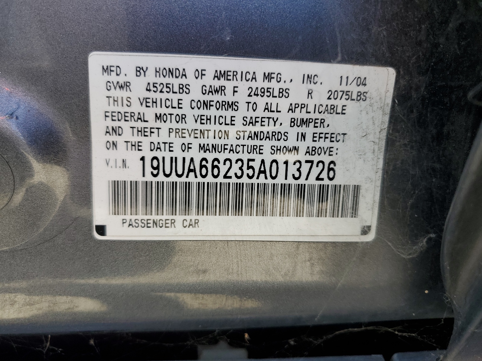 19UUA66235A013726 2005 Acura Tl