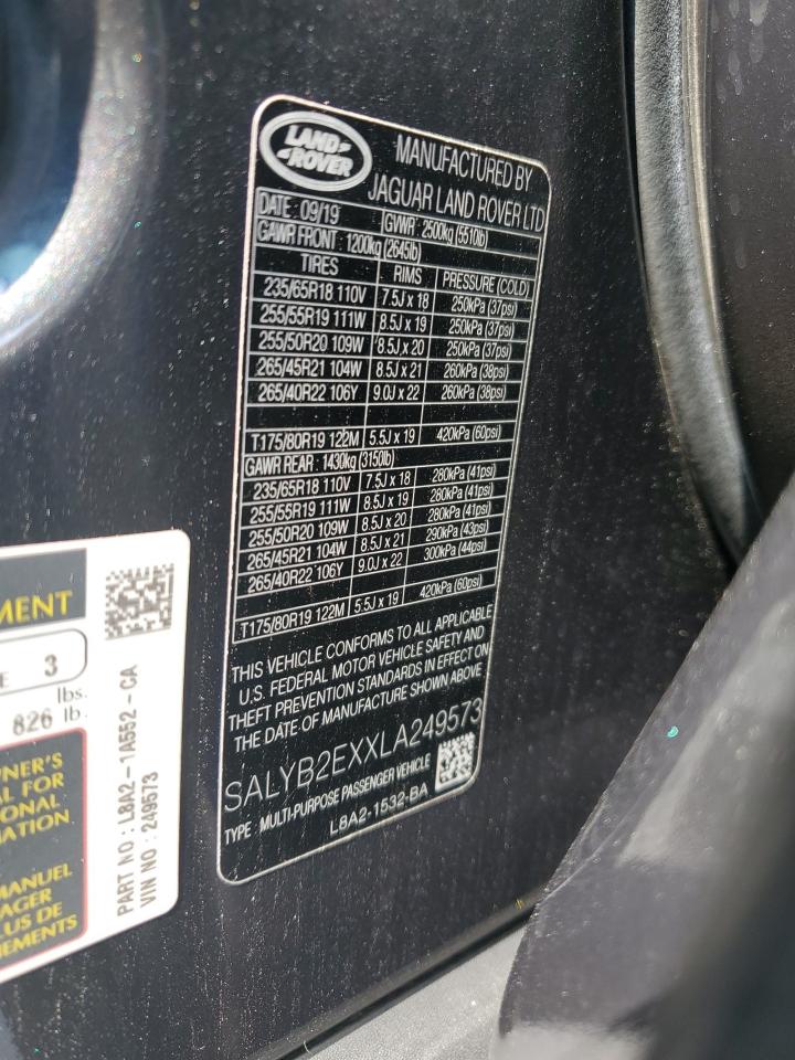 2020 Land Rover Range Rover Velar S VIN: SALYB2EXXLA249573 Lot: 66065594