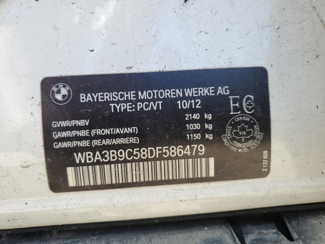 WBA3B9C58DF586479 2013 BMW 335 Xi