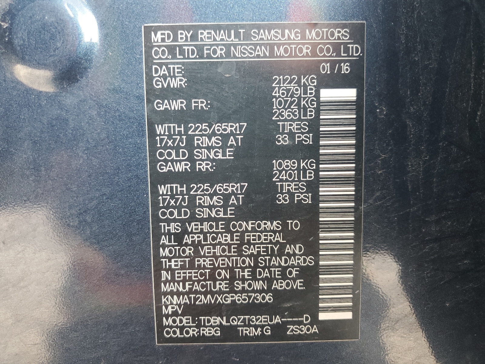 KNMAT2MVXGP657306 2016 Nissan Rogue S