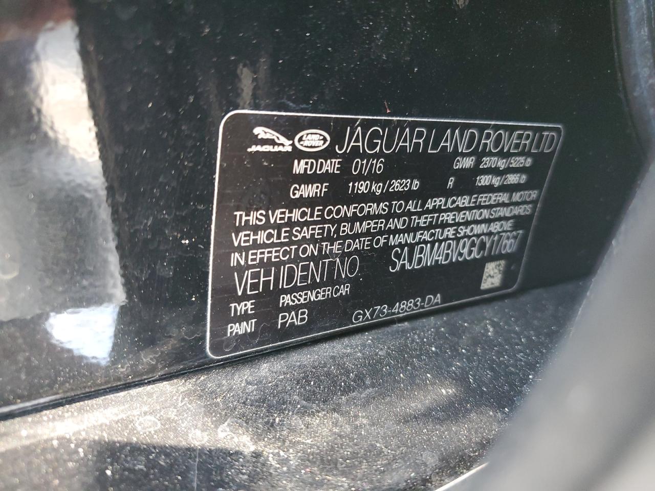 2016 Jaguar Xf S VIN: SAJBM4BV9GCY17667 Lot: 65924724