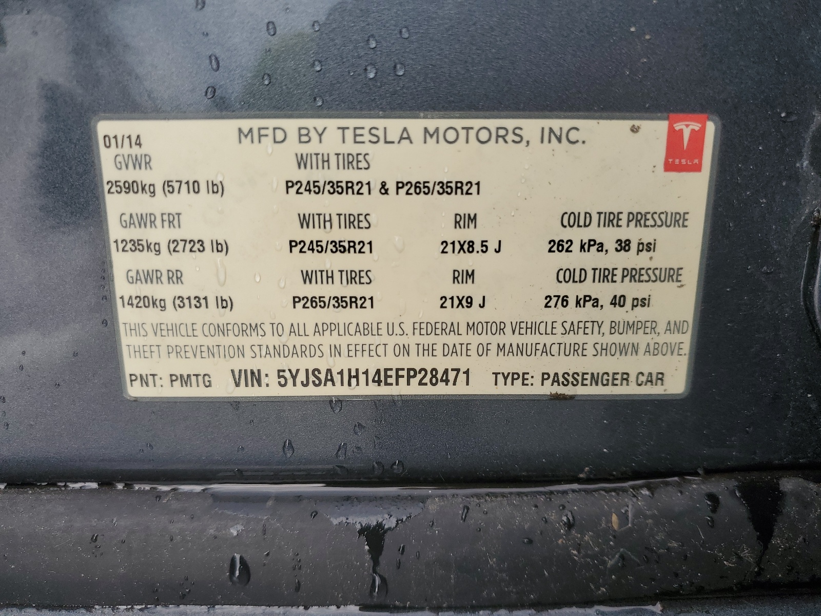 5YJSA1H14EFP28471 2014 Tesla Model S