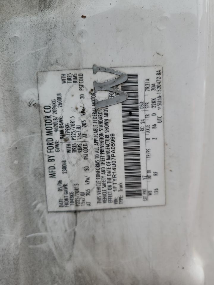 2007 Ford Ranger Super Cab VIN: 1FTYR14U07PA05969 Lot: 68530284