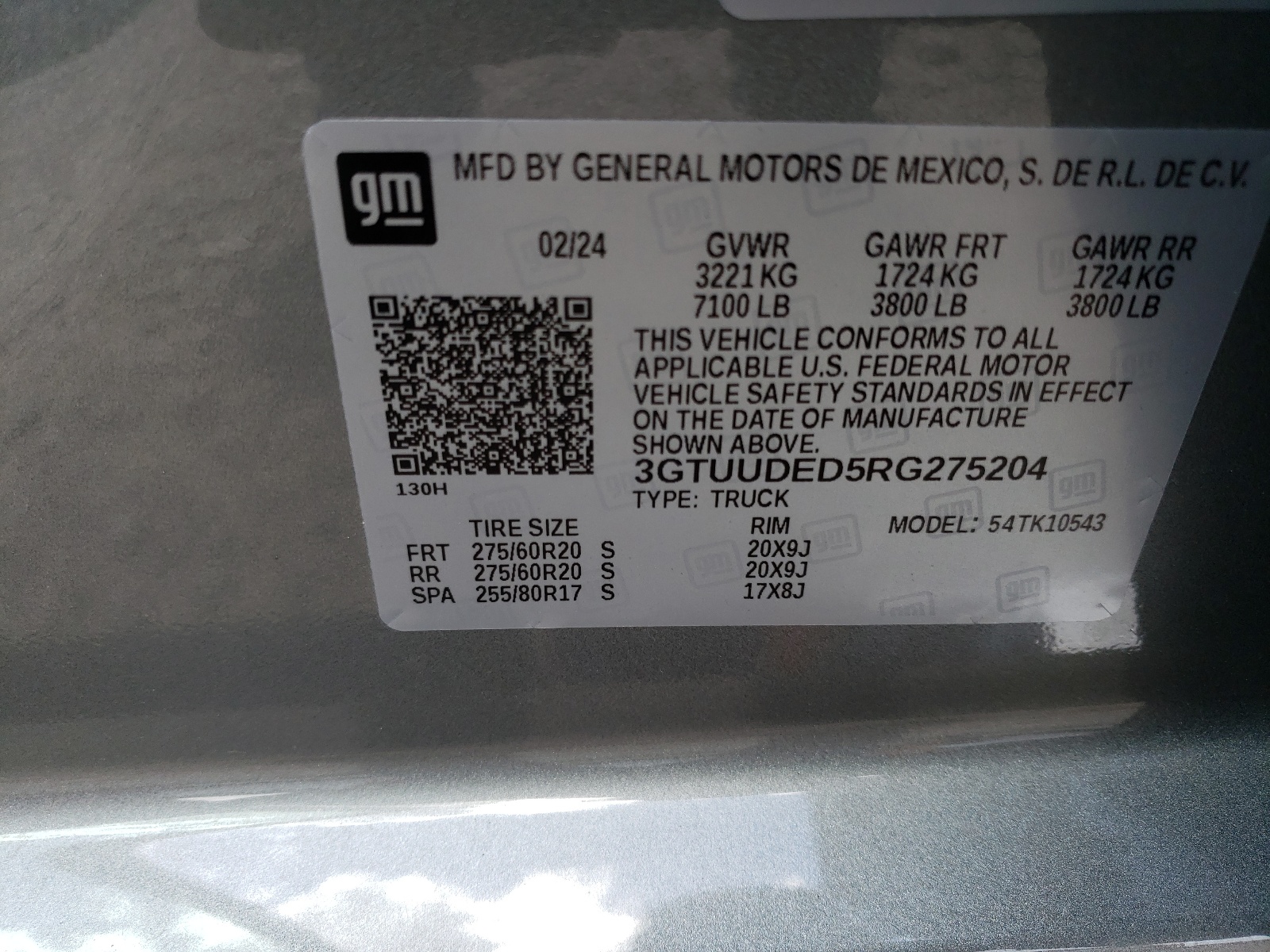 3GTUUDED5RG275204 2024 GMC Sierra K1500 Slt