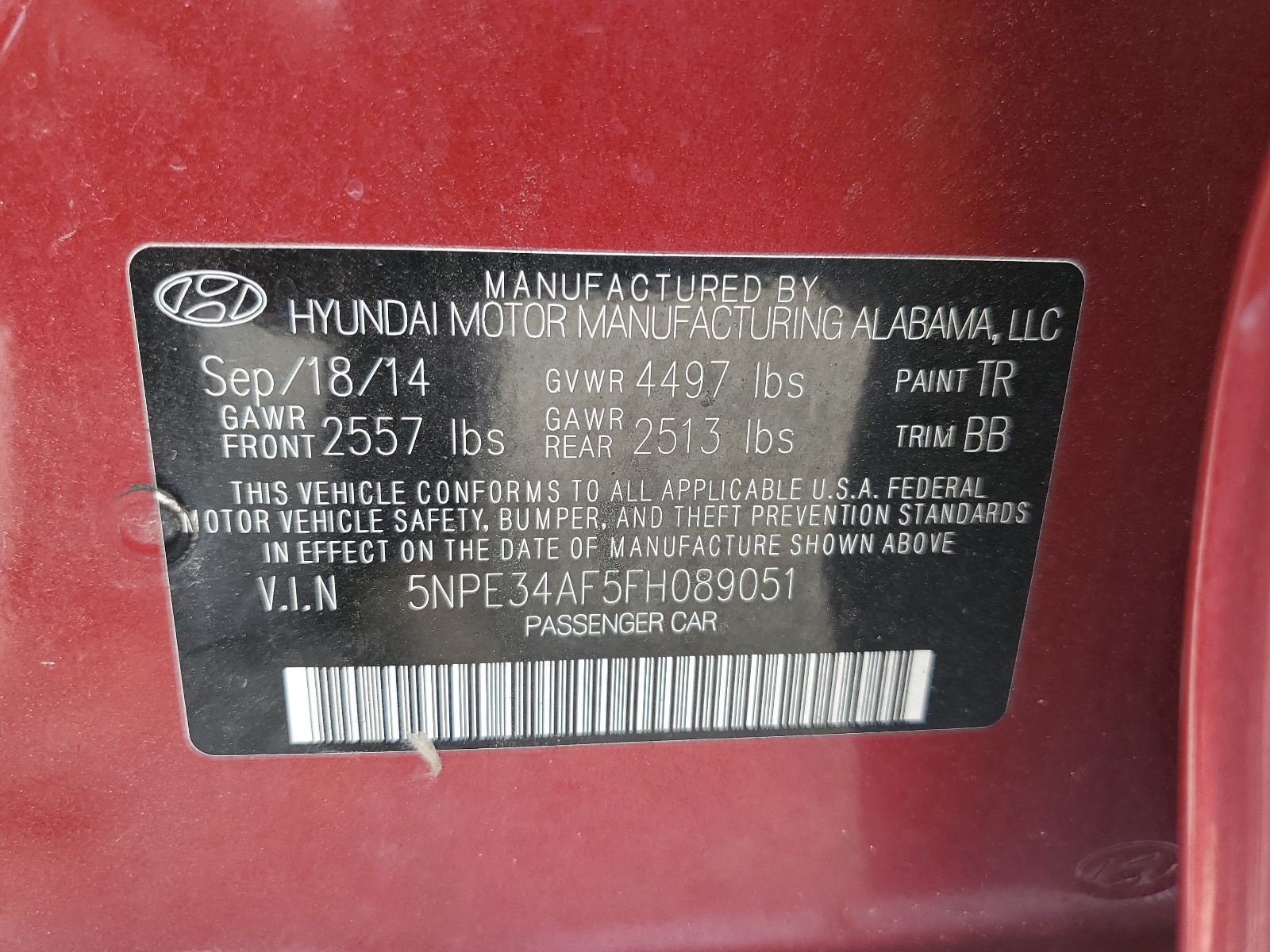 5NPE34AF5FH089051 2015 Hyundai Sonata Sport