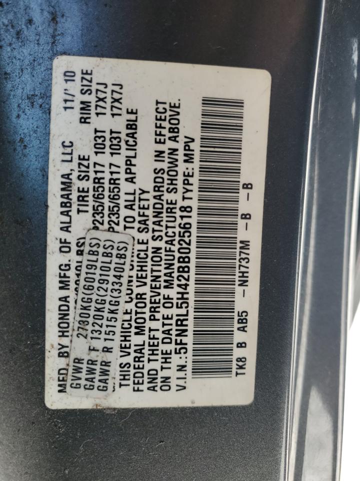 5FNRL5H42BB025618 2011 Honda Odyssey Ex