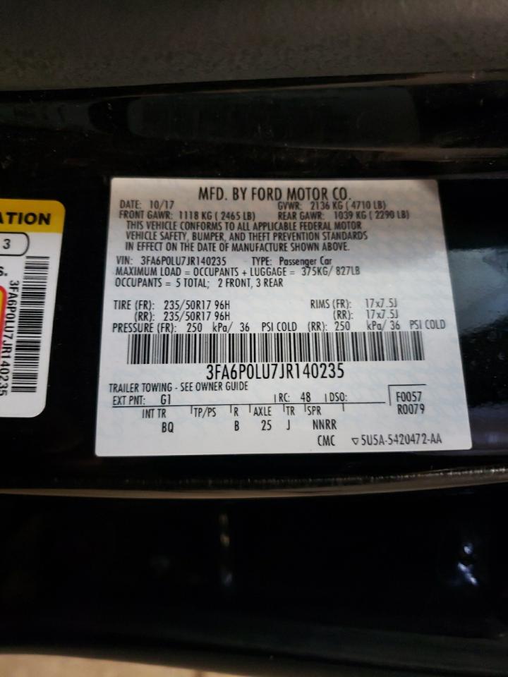 3FA6P0LU7JR140235 FORD FUSION 2018