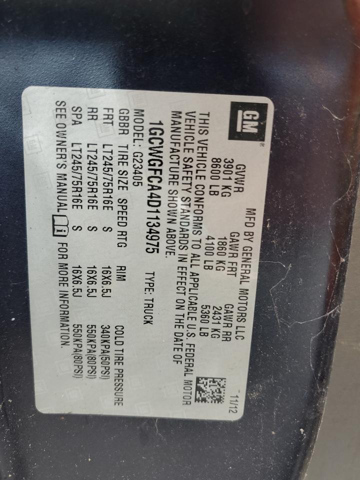 2013 Chevrolet Express G2500 VIN: 1GCWGFCA4D1134975 Lot: 67286594