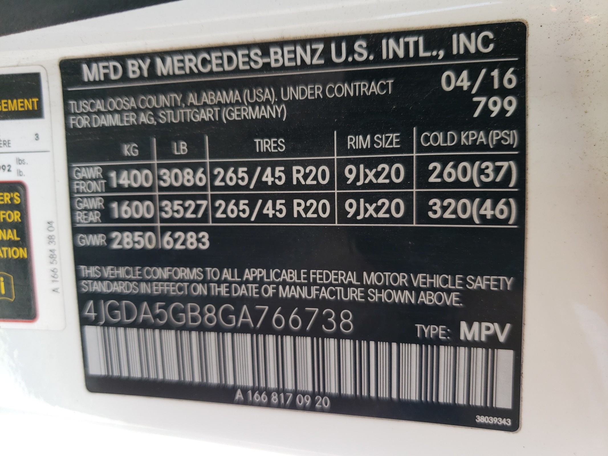 4JGDA5GB8GA766738 2016 Mercedes-Benz Gle 400 4Matic