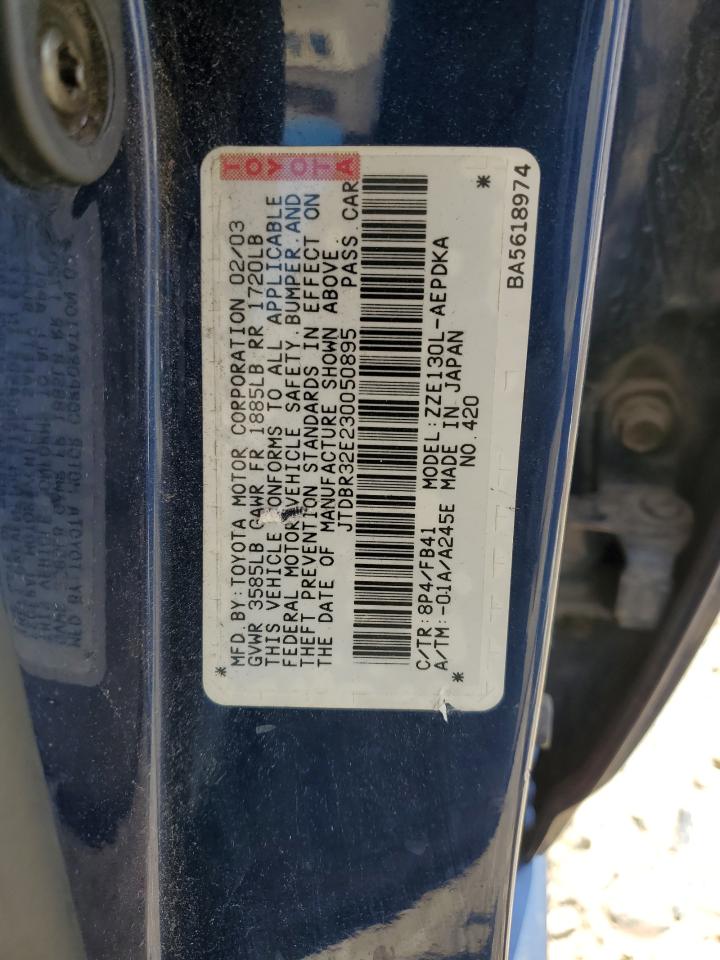 2003 Toyota Corolla Ce VIN: JTDBR32E230050895 Lot: 67122484