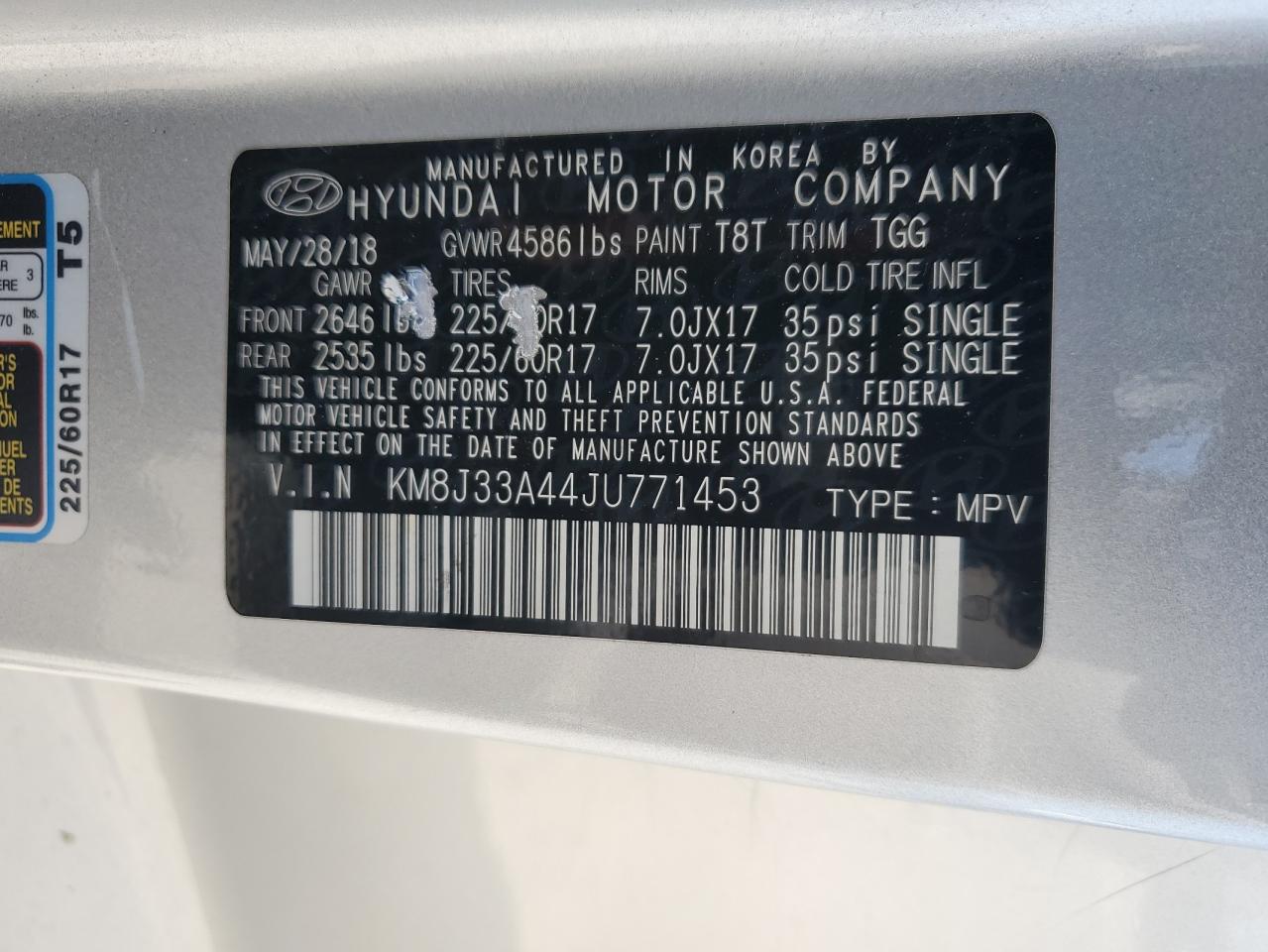 KM8J33A44JU771453 2018 HYUNDAI TUCSON - Image 13