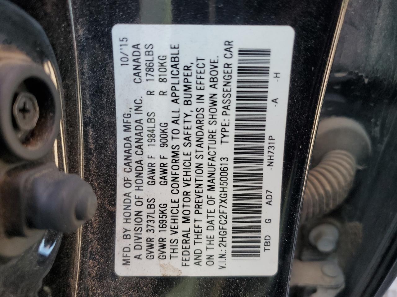 2HGFC2F7XGH500613 2016 HONDA CIVIC - Image 13