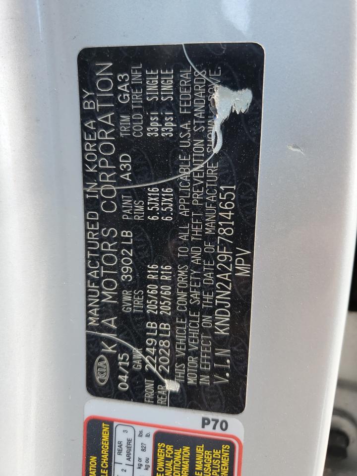 2015 Kia Soul VIN: KNDJN2A29F7814651 Lot: 66861734