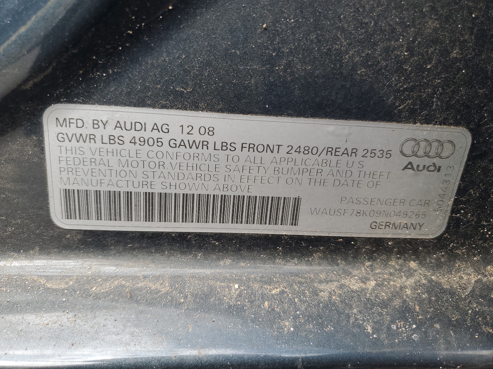 WAUSF78K09N049265 2009 Audi A4 Premium Plus