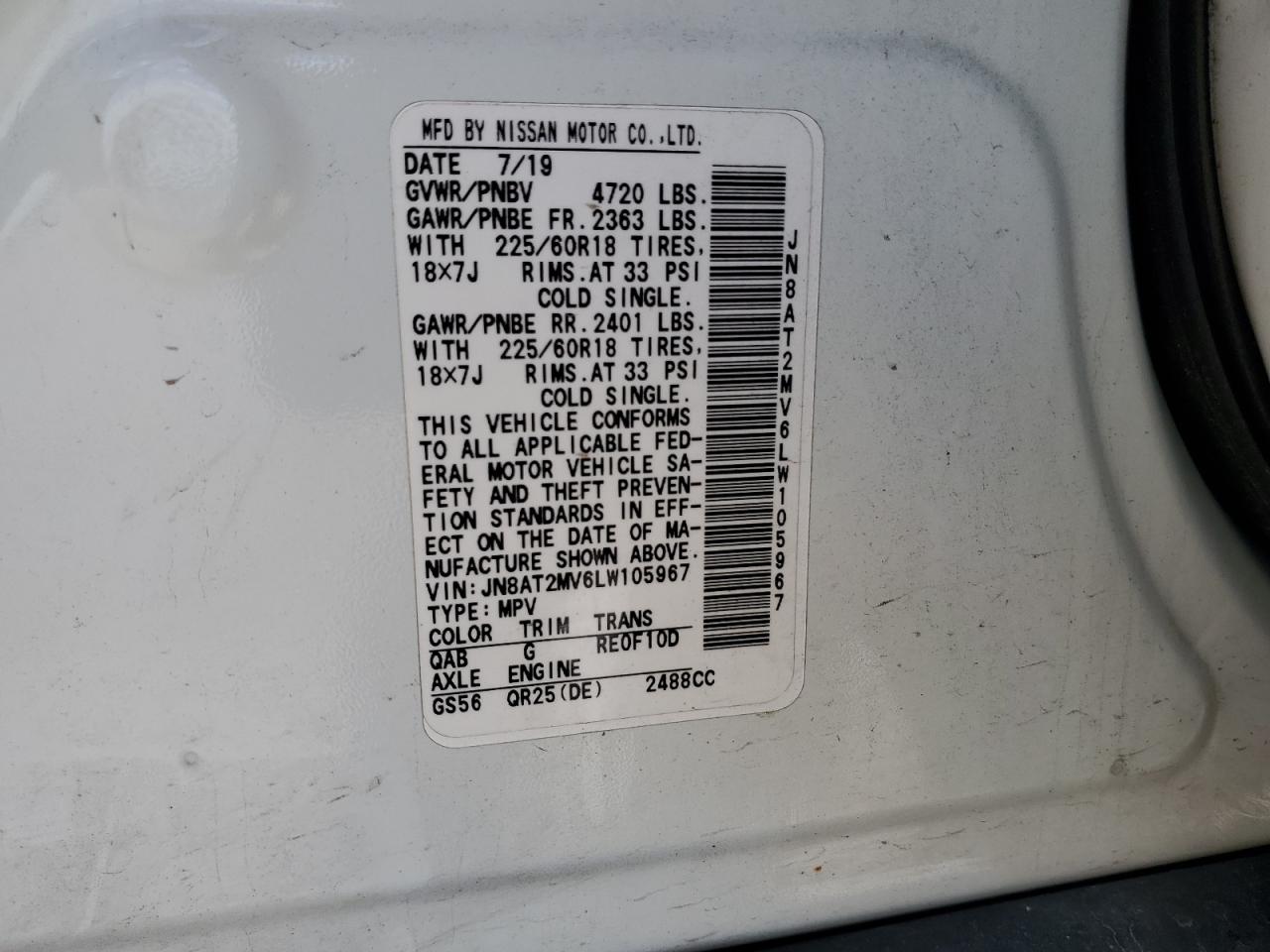 JN8AT2MV6LW105967 2020 NISSAN ROGUE - Image 15