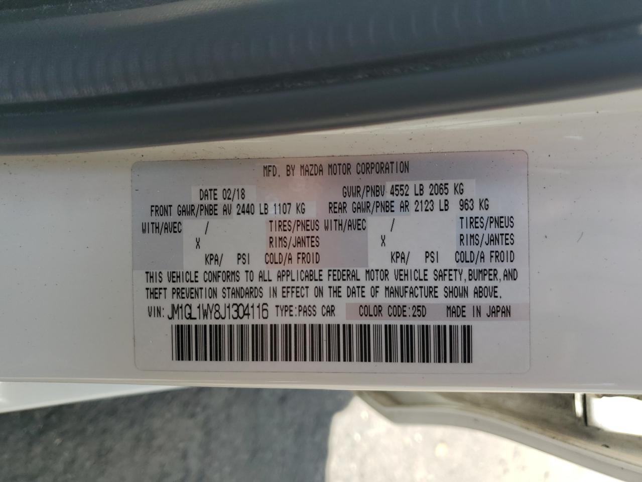 2018 Mazda 6 Grand Touring Reserve VIN: JM1GL1WY8J1304116 Lot: 69272624