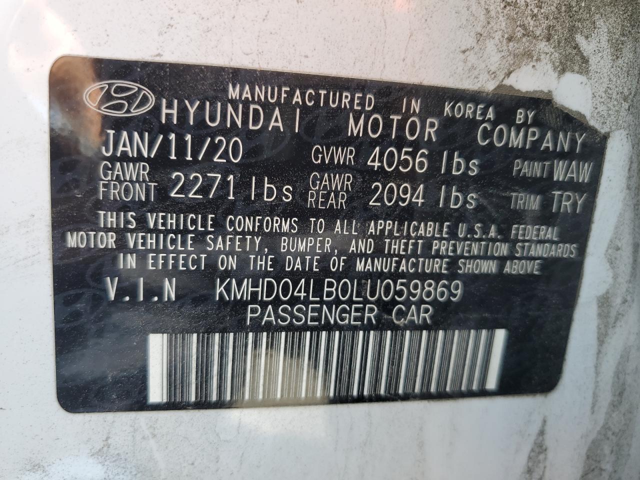 KMHD04LB0LU059869 2020 HYUNDAI ELANTRA - Image 14