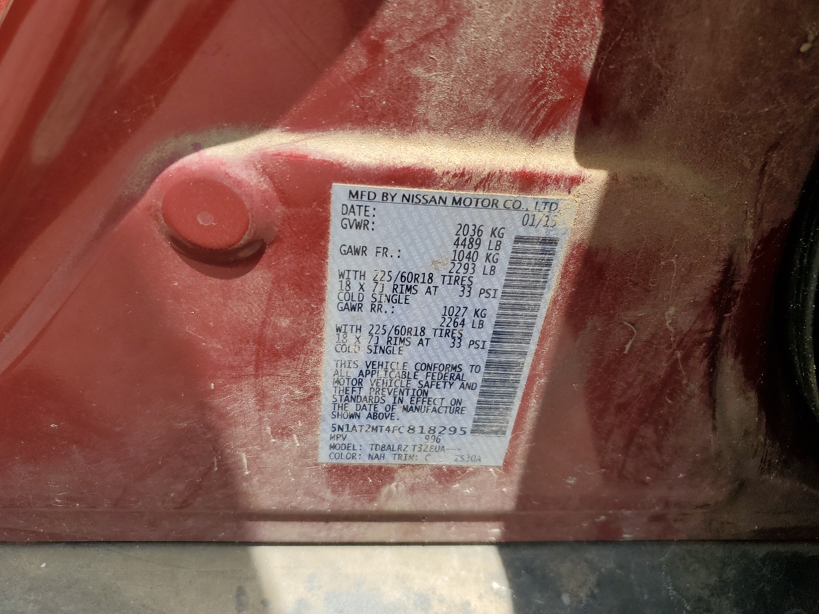 5N1AT2MT4FC818295 2015 Nissan Rogue S