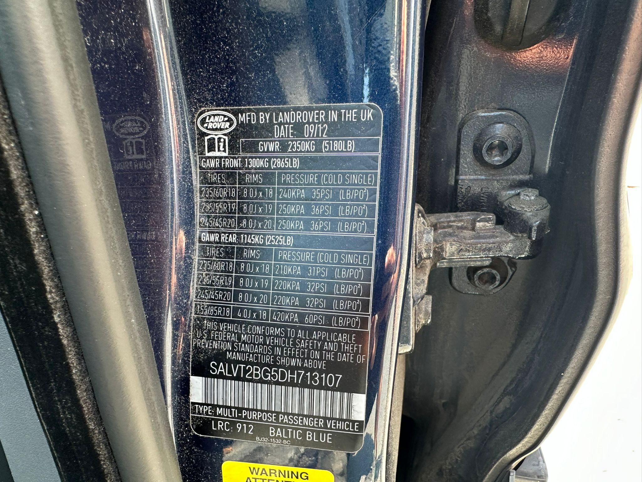 SALVT2BG5DH713107 2013 Land Rover Range Rover Evoque Dynamic Premium