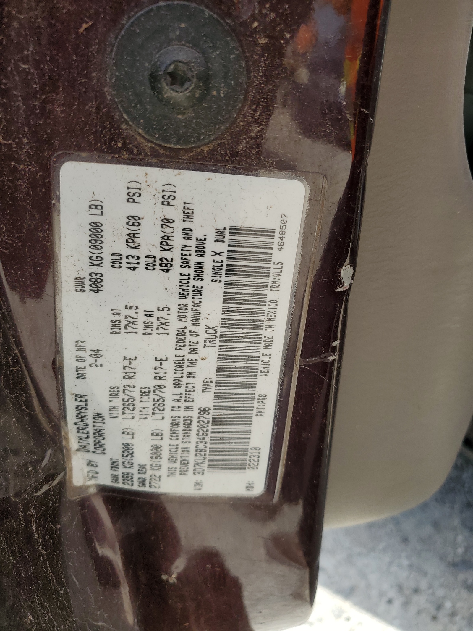 3D7KU28C34G202796 2004 Dodge Ram 2500 St