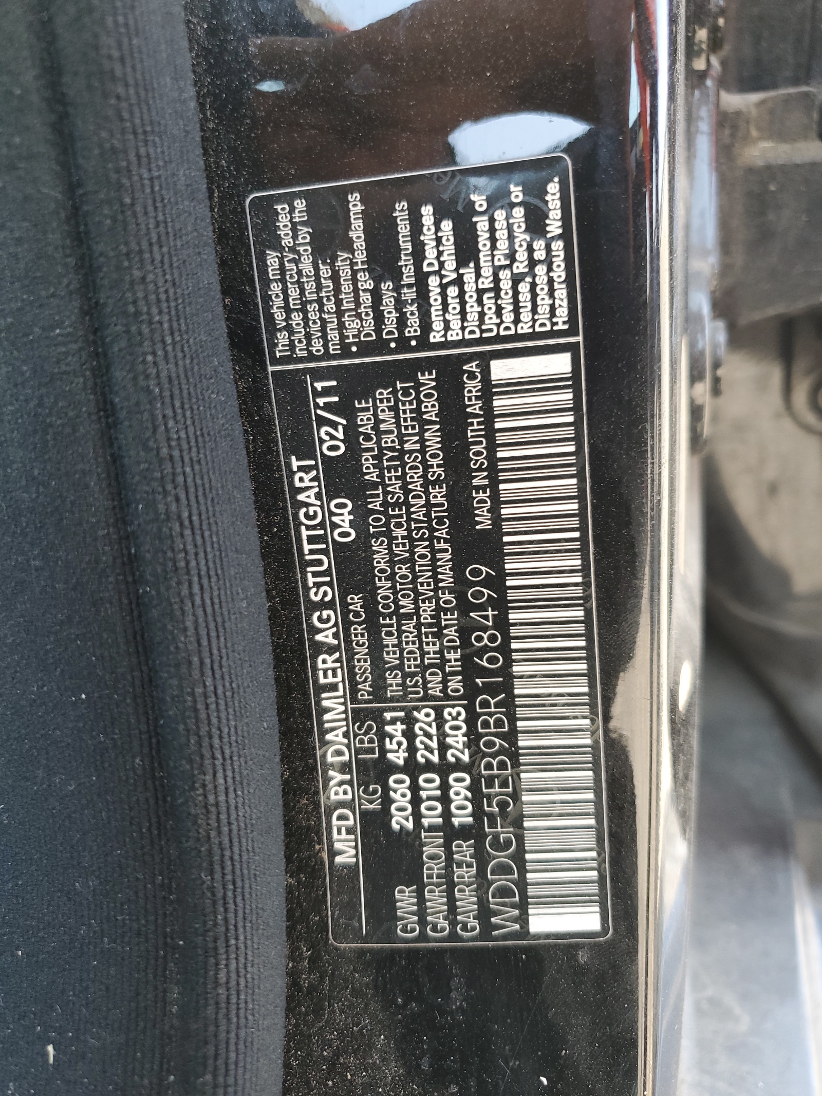 WDDGF5EB9BR168499 2011 Mercedes-Benz C 300