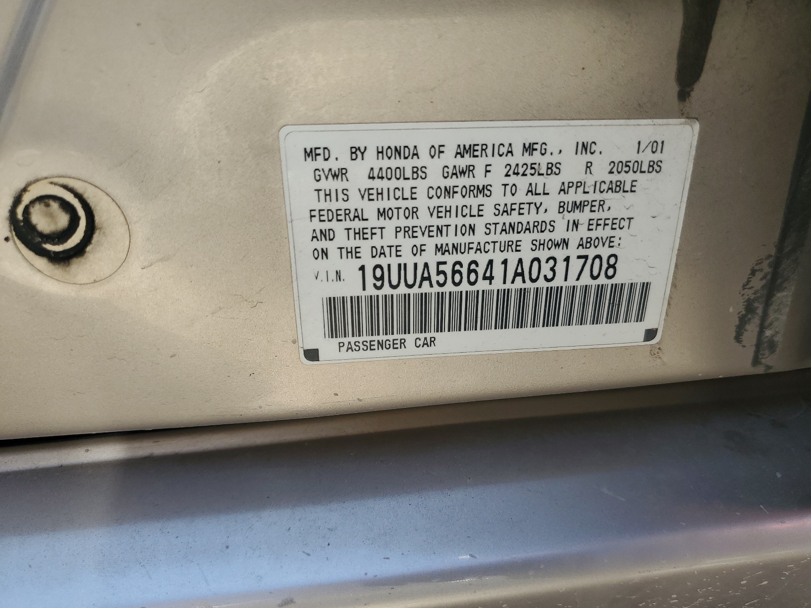 19UUA56641A031708 2001 Acura 3.2Tl