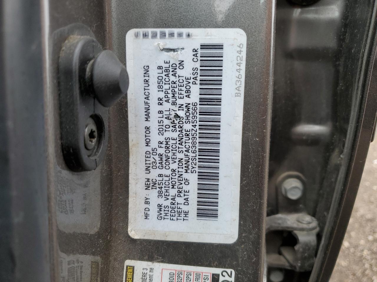 5Y2SL63895Z459566 2005 Pontiac Vibe