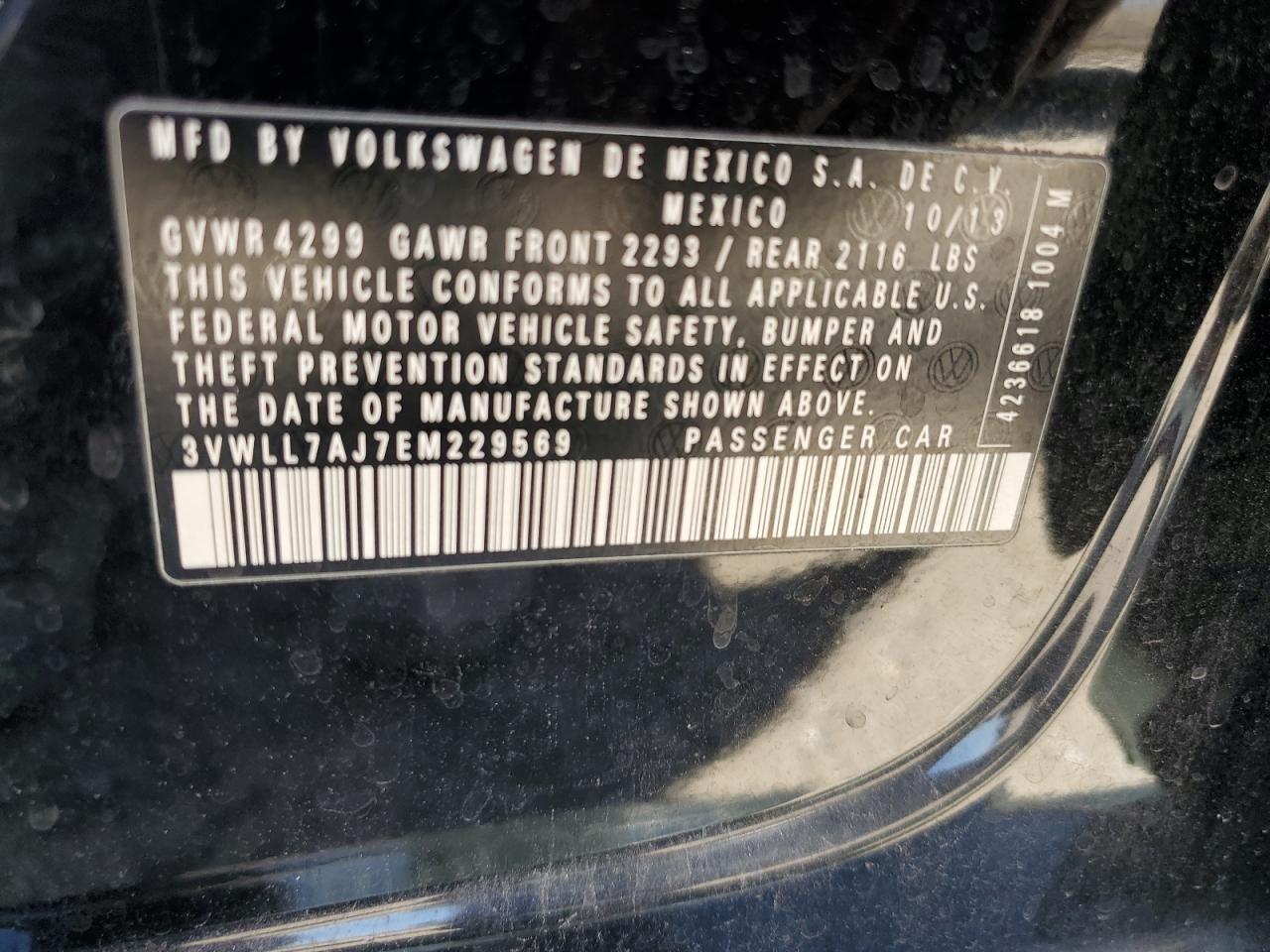 VIN 3VWLL7AJ7EM229569 2014 VOLKSWAGEN JETTA no.12