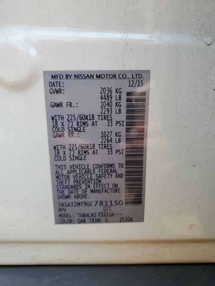 2016 Nissan Rogue S VIN: 5N1AT2MT9GC781150 Lot: 65742644