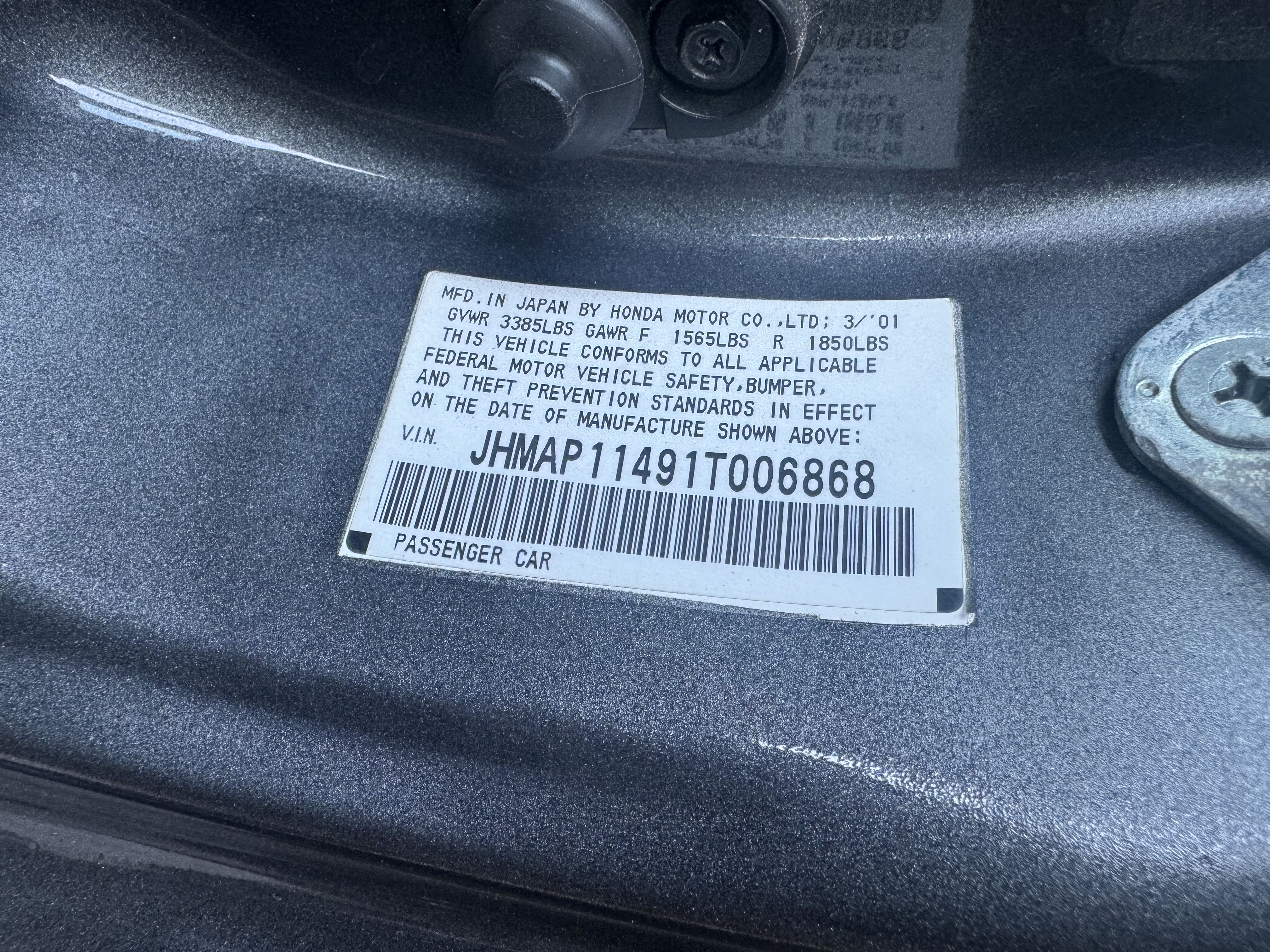 JHMAP11491T006868 2001 Honda S2000