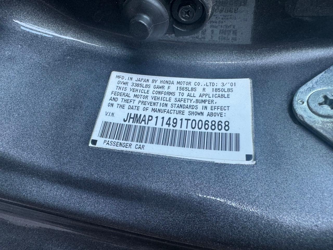 2001 Honda S2000 VIN: JHMAP11491T006868 Lot: 68582784