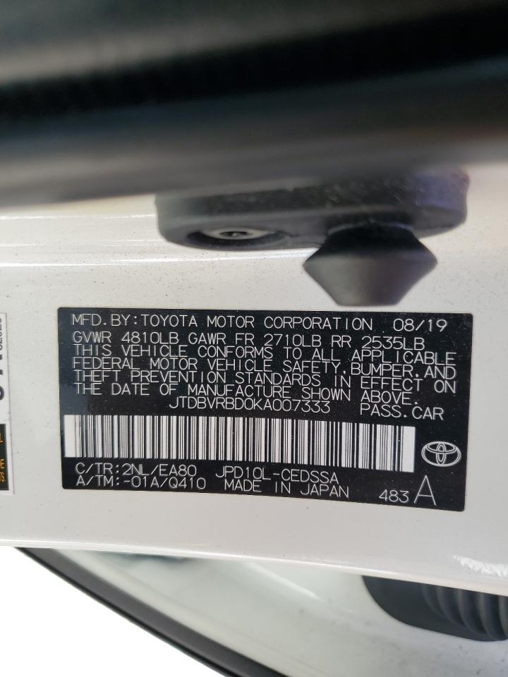 2019 Toyota Mirai VIN: JTDBVRBD0KA007333 Lot: 66034954