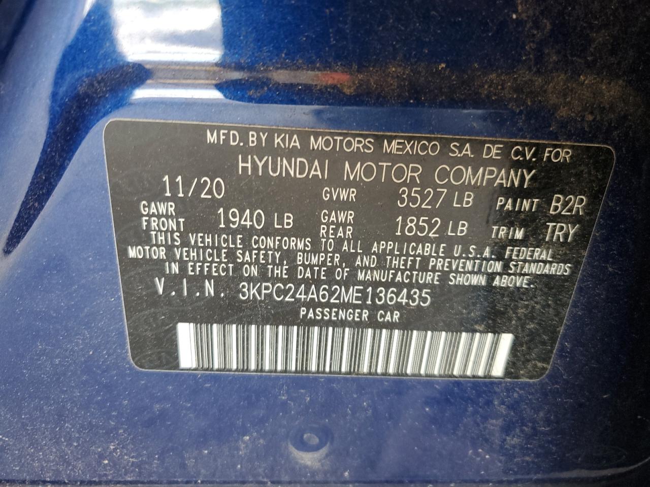 3KPC24A62ME136435 2021 Hyundai Accent Se