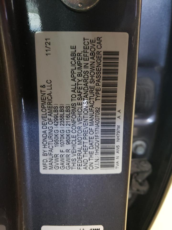 1HGCV1F17NA007082 2022 Honda Accord Lx