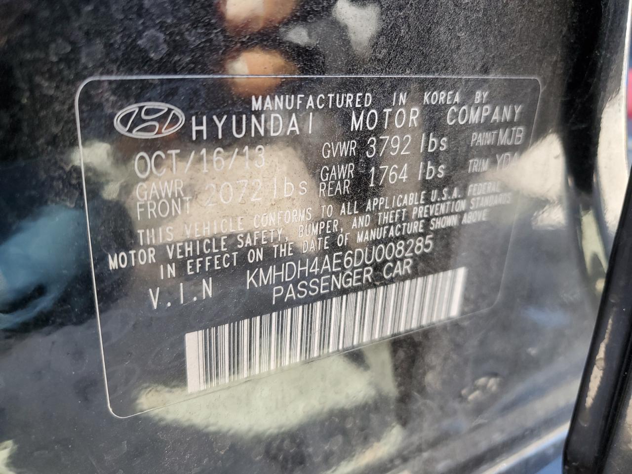 2013 Hyundai Elantra Gls VIN: KMHDH4AE6DU008285 Lot: 67937784